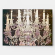 vintage barnwood purple chandelier wedding envelope