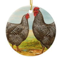 Vintage Barred Plymouth Rock Chickens Ornament