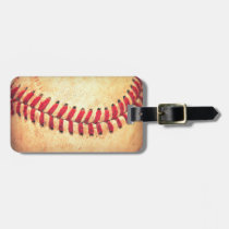 sports, baseball, funny, vintage, cool, retro, luggage tag, old, fun, original, sport, leather strap, [[missing key: type_aif_luggageta]] with custom graphic design
