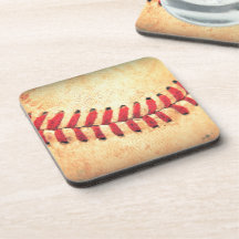 Vintage baseball ball beverage coasters