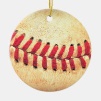 baseball, sports, funny, vintage, cool, ornament, ball, photography, retro, old, fun, home, circle ornaments, Ornament with custom graphic design
