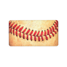Vintage baseball ball custom address label