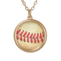 sports, baseball, funny, vintage, cool, retro, necklace, old, fun, original, sport, zazzle gift, Colar com design gráfico personalizado