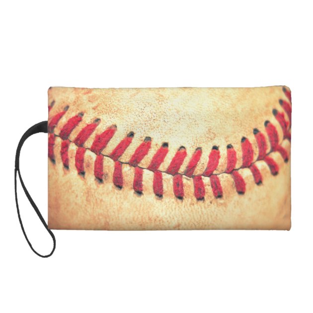 Vintage baseball ball wristlet purse