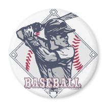Vintage Baseball Batter Diamond Design Refrigerator Magnet