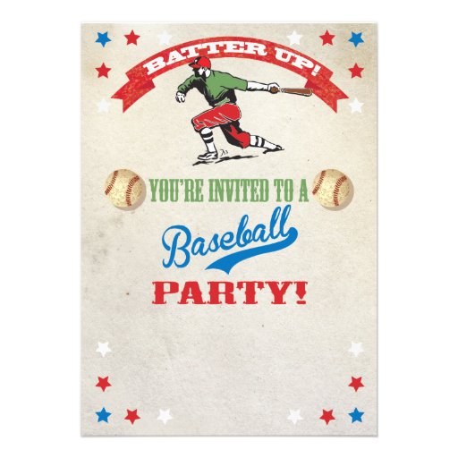 Vintage Baseball birthday party invitations