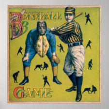 Vintage Baseball; Home Baseball Game Print