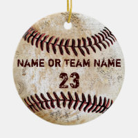 Vintage Baseball Ornaments with NAME and NUMBER