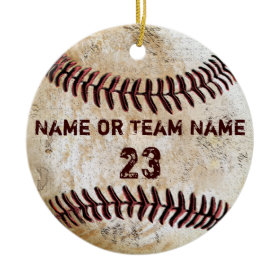 Vintage Baseball Ornaments with NAME and NUMBER
