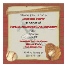 Vintage Baseball Party Invitation Card