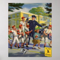 Vintage Baseball Players with Crossing Guard Posters