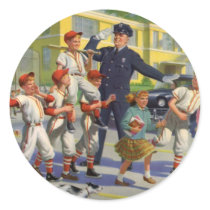 Vintage Baseball Players with Crossing Guard Stickers