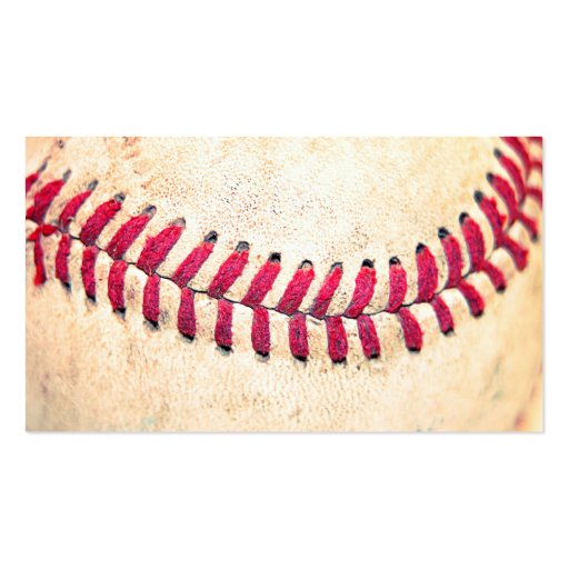 Vintage Baseball Red Stitches Close Up Photo Business Card Template (back side)