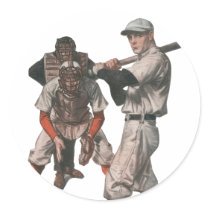 Vintage Baseball Round Stickers