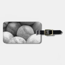 Vintage Baseballs in Black and White Travel Bag Tag