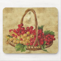 Vintage Basket of Grapes Mousepad by vintagegiftmall Vintage Basket of Grapes Mousepad