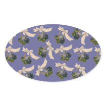 Vintage Basket of Violets Oval Sticker