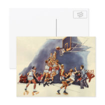 Vintage Basketball Players Playing a Game Postcard