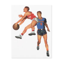 Vintage Basketball Players Playing Basketball Postcard