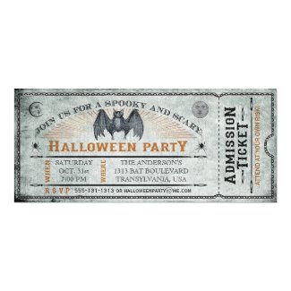 Vintage Bat Halloween Ticket Invitation II