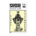 Vintage Bat Lady Halloween Postage