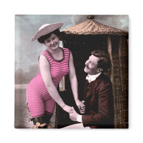 Vintage Bathing Beauty Color Tinted Fridge Magnets