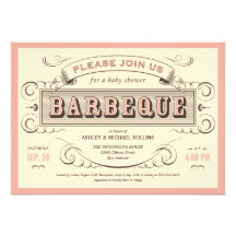 Vintage BBQ Baby Shower Invitations