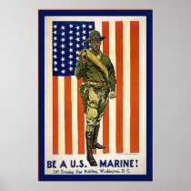 Vintage Be a U.S. Marine! Poster