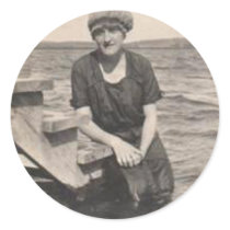 Vintage Beach and Swim Photos Round Stickers