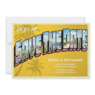 Vintage Beach Destination Save The Date Postcard invitation