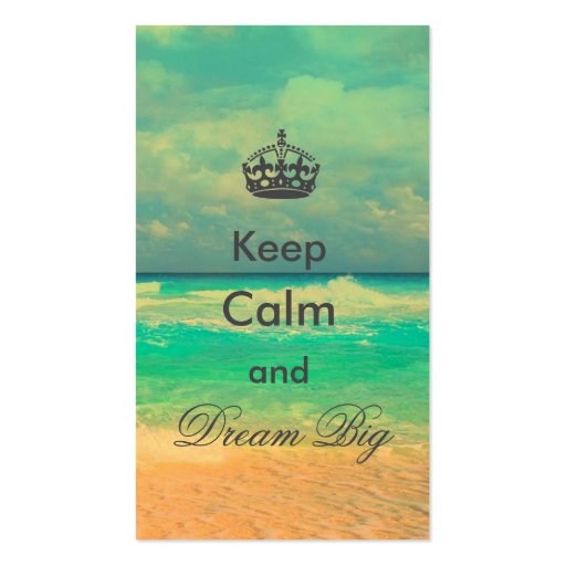 vintage beach â€œKeep Calm and Dream Bigâ€ quote Business Card Templates