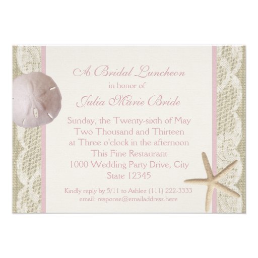 Vintage Beach Luncheon Custom Announcements