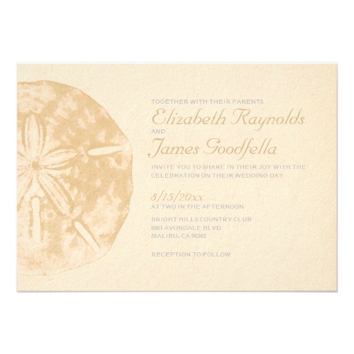 Vintage Beach Sand Dollar Wedding Invitations