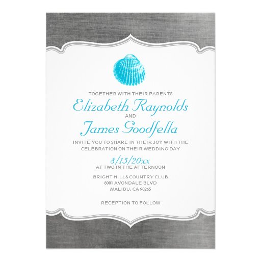 Vintage Beach Seashells Destination Wedding Invite