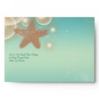 Vintage beach shells elegant wedding envelope