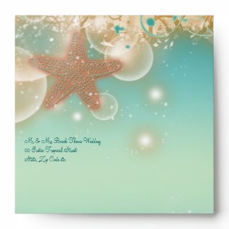 Vintage beach shells elegant wedding envelope