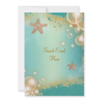 Vintage beach shells elegant wedding invitations