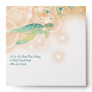 Vintage beach turtle elegant wedding envelope