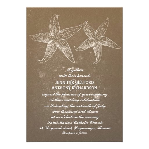 VINTAGE BEACH WEDDING INVITATIONS