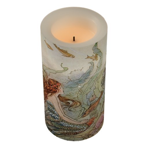 Vintage Beautiful Girly Mermaid Under The Sea Flameless Candle