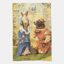 Vintage Beauty and the Beast Fairy Tale Kitchen Towels