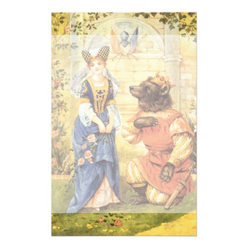 Vintage Beauty and the Beast Fairy Tale Stationery Paper