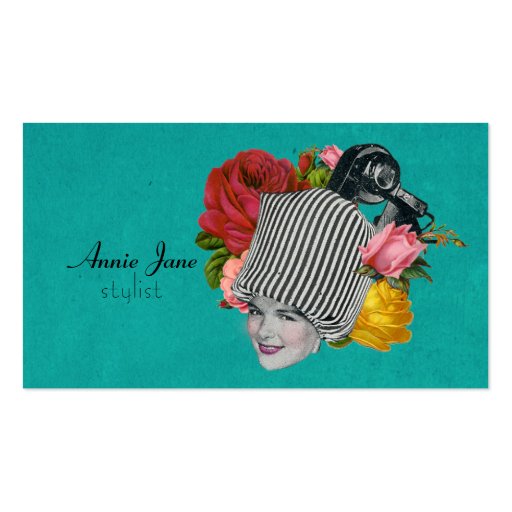 Vintage Beauty Shop Shabby Roses Stylist Card Business Card Template