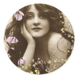 Vintage Beauty with Flowers Stickers