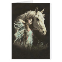 Vintage Beauty With White Horse cards by ArtisticFootprints Vintage Beauty With White Horse cards