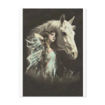 Vintage Beauty With White Horse Post Card