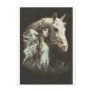 Vintage Beauty With White Horse Post Card