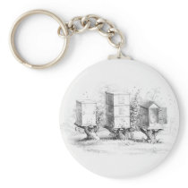 Vintage Bee Boxes Honey Key Chain