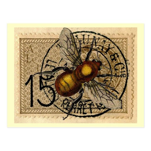 Vintage Bee Collage Postcard