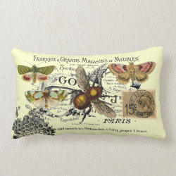 Vintage Bee Collage Throw Pillow